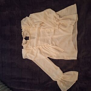 Elegant Cream Blouse with Ruffle Details
